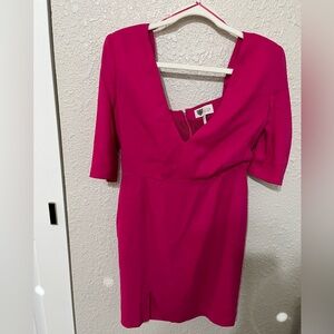Chic Long Sleeve Magenta Dress